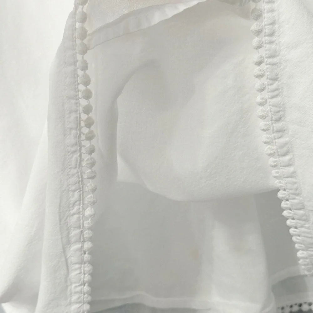 100% Cotton Elegant White Women's dress with embroidered & lining